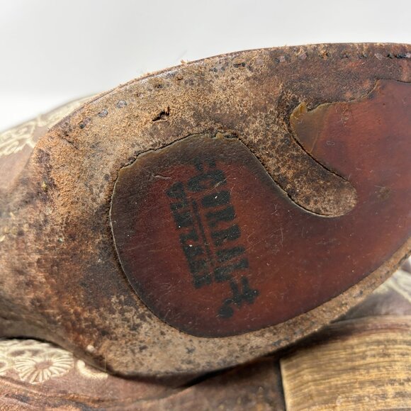 Corral Vintage women's western cowgirl boots 7.5 M embroidered brown snip toe - Picture 8 of 12